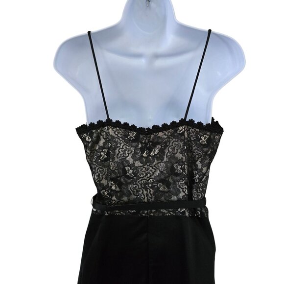 Black Lace & Satin A-Line Dress Tulle Hem whimsygoth homecoming formal attire - Picture 5 of 9